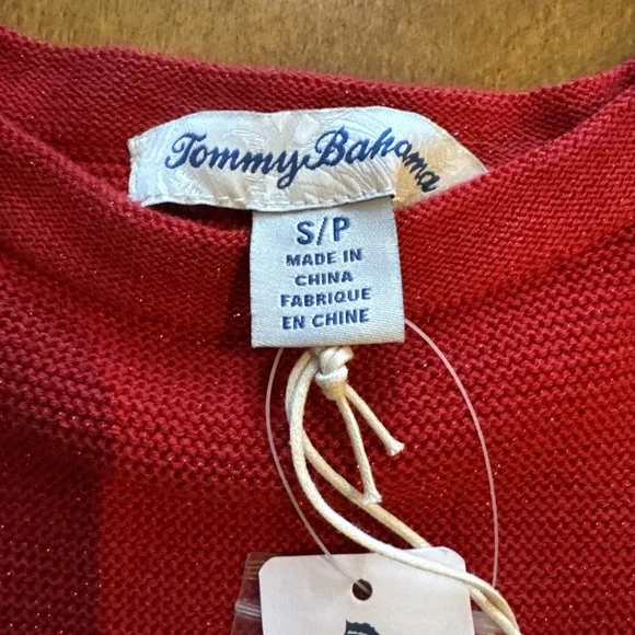 Tommy Bahama Women's Shimmer Crystal Bateau Sweater Red Sz Small NWT - Picture 7 of 7